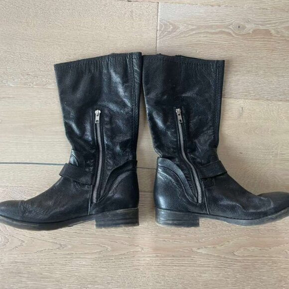 Bed Stu black leather mid-calf moto boots - Picture 2 of 7